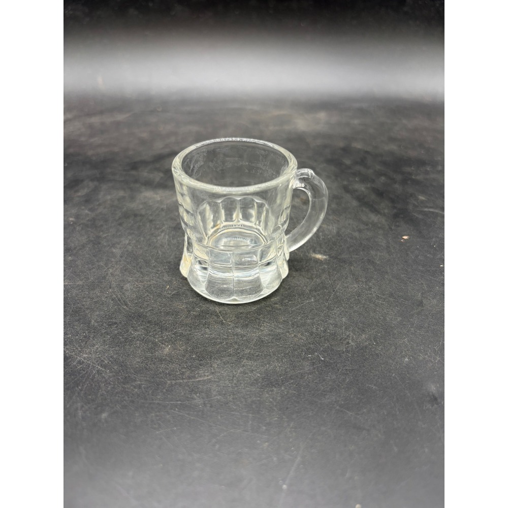 Vintage Clear Glass Miniature‎ Beer Mug Shot Glass Paneled Stein Design 2 Inch